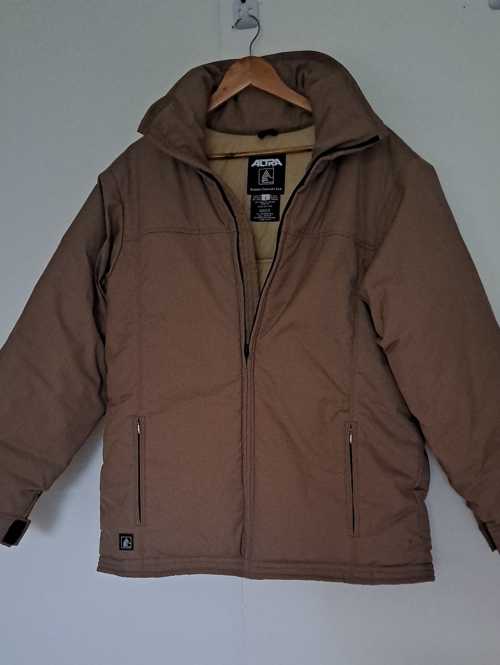 Altra Men's Tan Puffer Jacket with High Collar